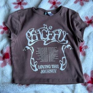 H&M brown cropped t shirt